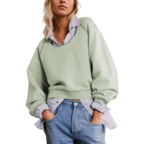 Women Reversible Crewneck Sweater Polyester Nylon Viscose Casual Pullover - Picture 3 of 6